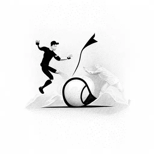 A Dynamic Illustration Of A Football Cup Being Lifted By Victorious Players In Black And White