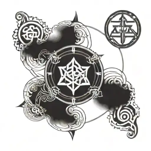 Alchemy Symbols Intertwined With Buddhist Imagery