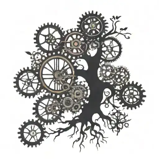 A Family Tree Intertwined With Gears And Clockwork Elements