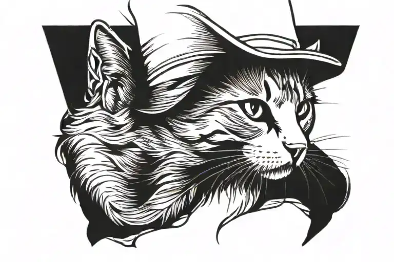 Cat Whit Hat Sitting