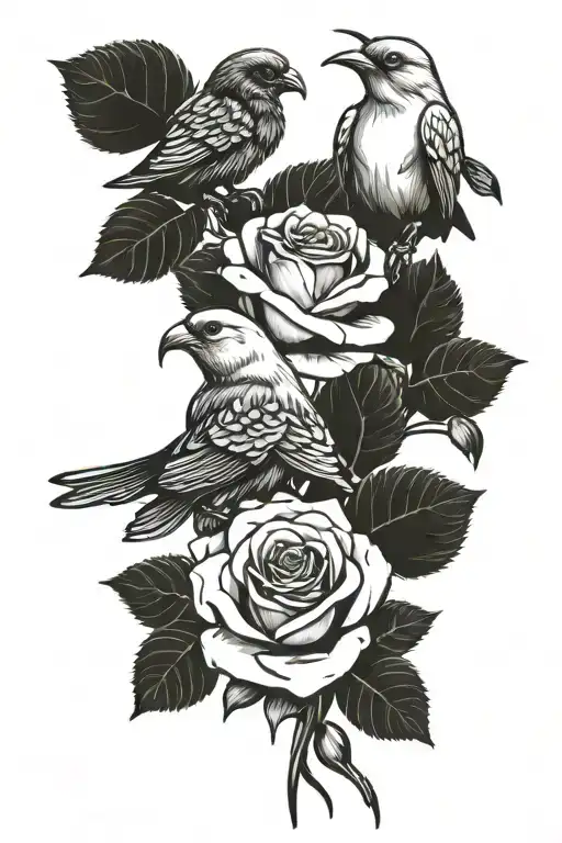 5 Roses With Love Bird Holding