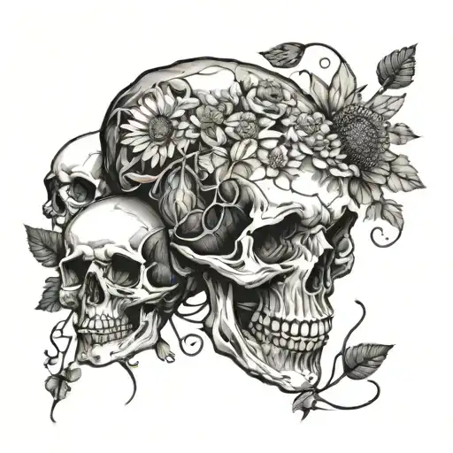 Skull Surrounded By Dandelions