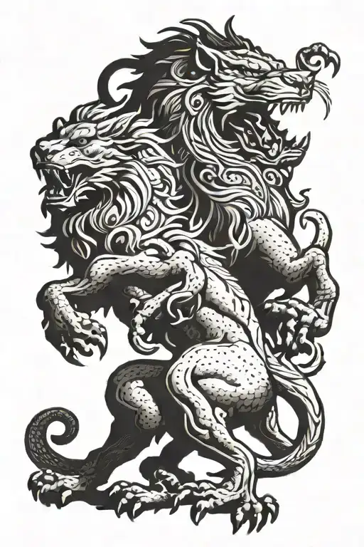 Welsh Dragon Fighting A Lion