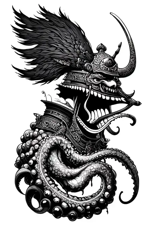 Samurai Caravel With Tentacle Tongue Cut By A Katanabuscar