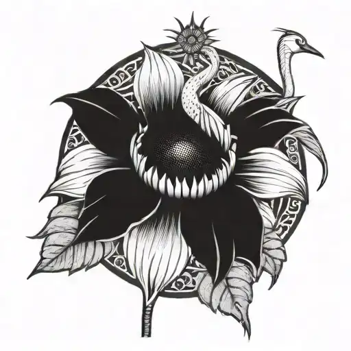 Crane Sunflower Sitting On Top