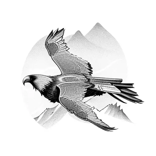 A Majestic Raven Soaring Over A Snowy Mountain Peak