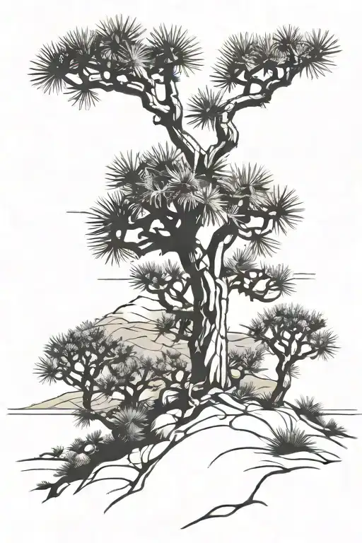 Japanese Style Joshua Tree In Black Grey