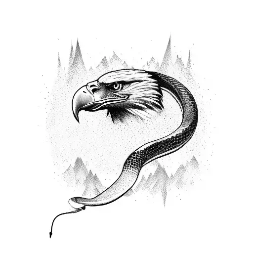 An Eagle Fighting A Snake