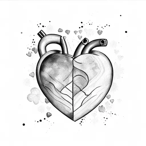 Clef Heart With Watercolor Splashes And Flowers