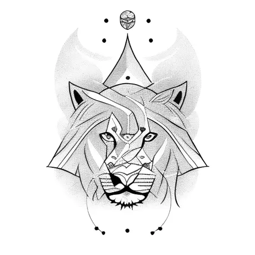 Tarot Card With Woman And Lion