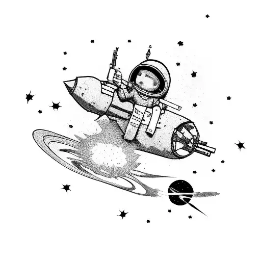 Red Dead Redemption Character Riding A Rocket In Space