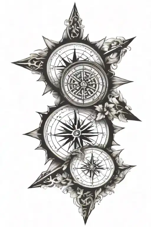 Compass Rose With Intricate