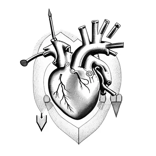Anatomical Heart With Arrow Through It