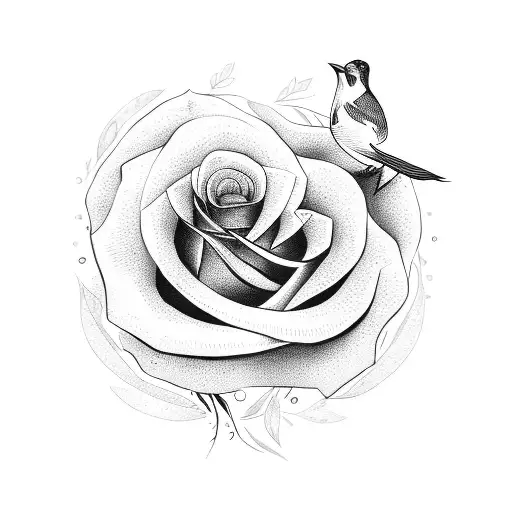 Bird With Rose And A Sword