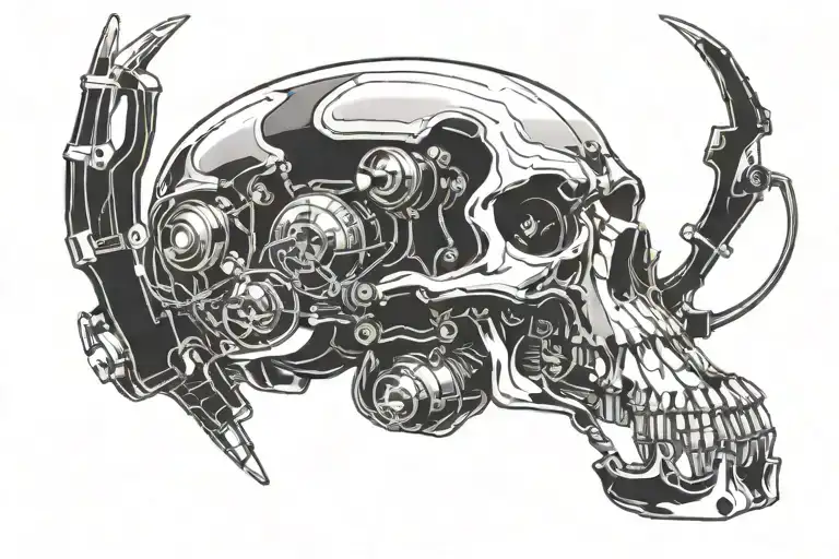 Retro Futuristic Robotic Skull