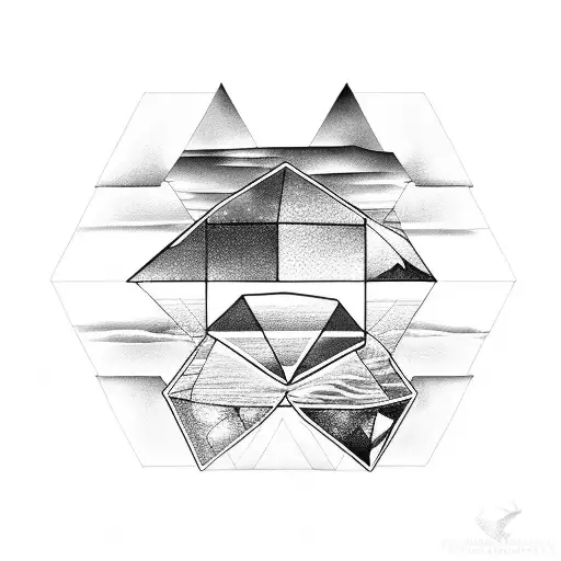 Sunset Over Ocean Inside Diamond Gem Shape