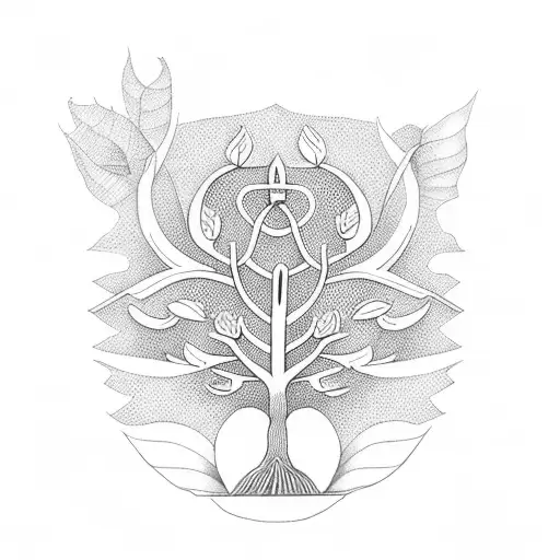 Haitian Tree Of Life With Lilies And A Warrior