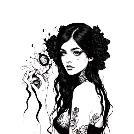 Sensual Ghost Woman Dressed In Black