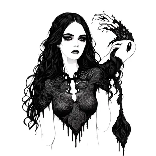 Sensual Ghost Woman Dressed In Black