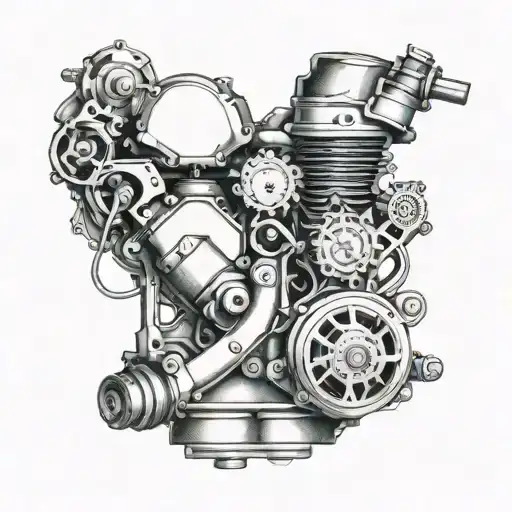 Incorporate A Detailed Blueprint Of A Car Or Motorcycle Engine In A Half-sleeve