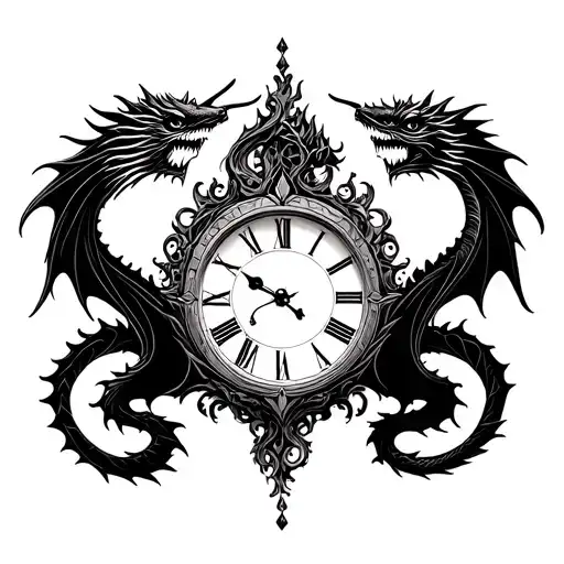 Clock With Twin Dragons Around It