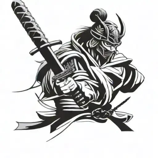 Samurai With Mask And Sword