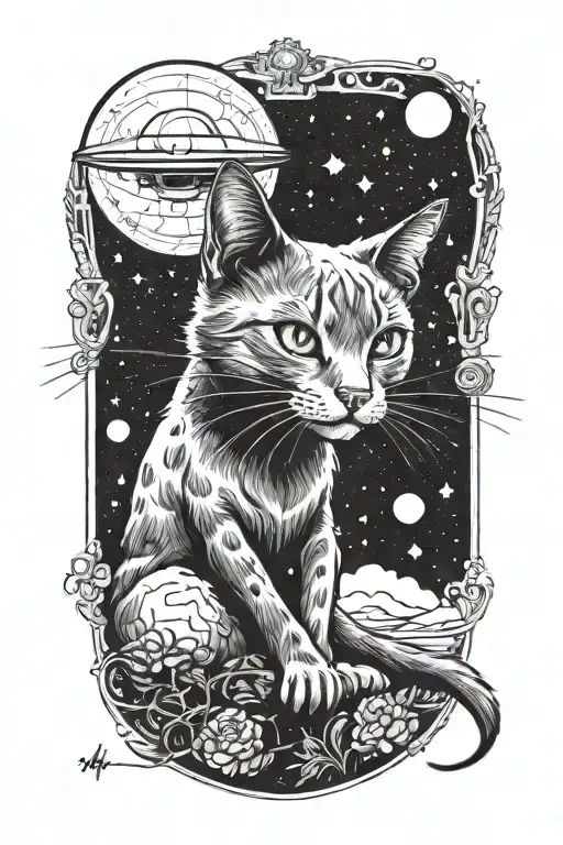 A Cat Abducted By Ufo Beaming