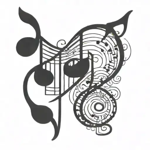 Music Notes Intertwined With Brain Waves To Represent The Connection Between Music And Psychology