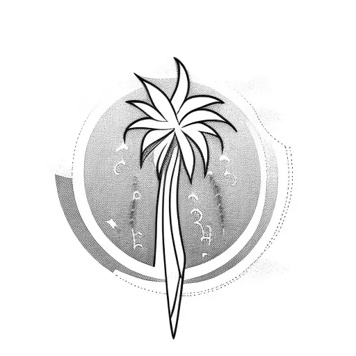 Palm Tree With Three Lines On Bottom