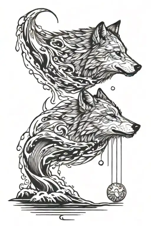 Wounded Wolf In The Water