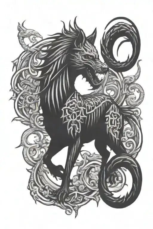 Scorpion Battling A Wolf Howling