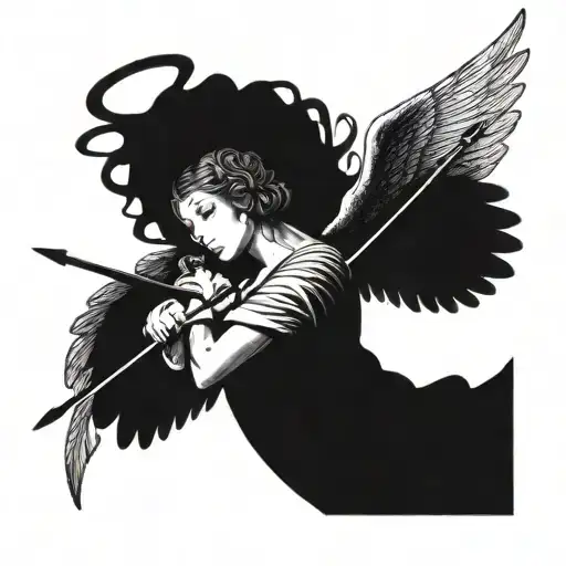 Angel With Wigns Shooting With Bow