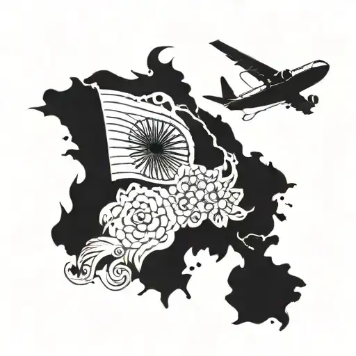 Indian With A Colombia Flag With A Plane Flying