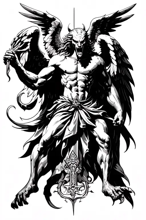 Archangel Saint Michael Killing Demon