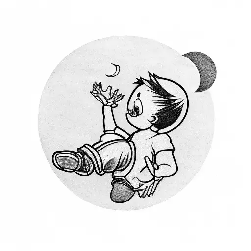 Boy Reaching Up For The Moon