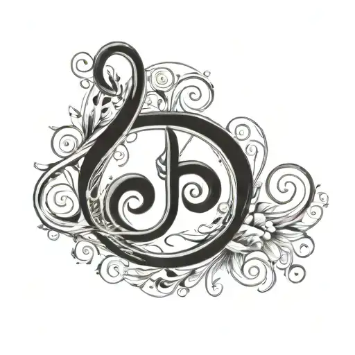 The Letter B And A Treble Clef Intertwined