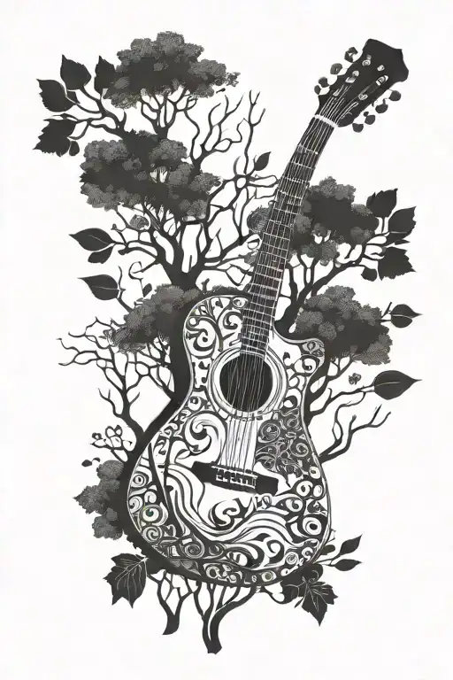 Acoustic Guitar Trees Background