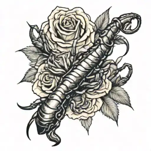 Scorpion Surrounded By Roses
