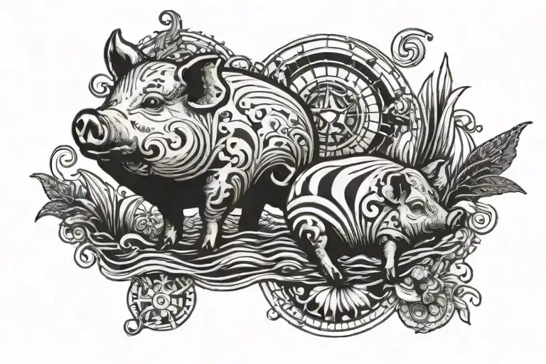 Nautical Sailor Theme Pig And Hen