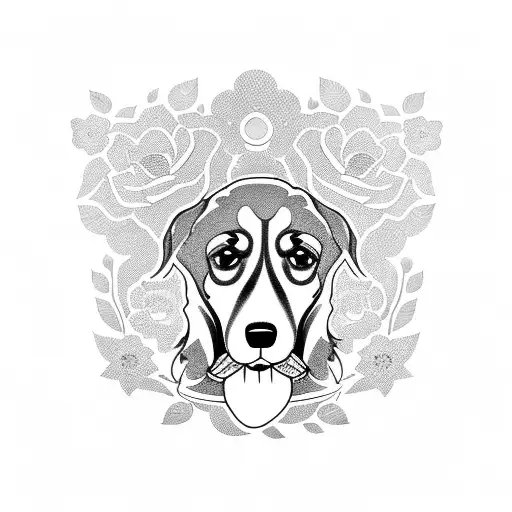 Hound Dog With Flowers