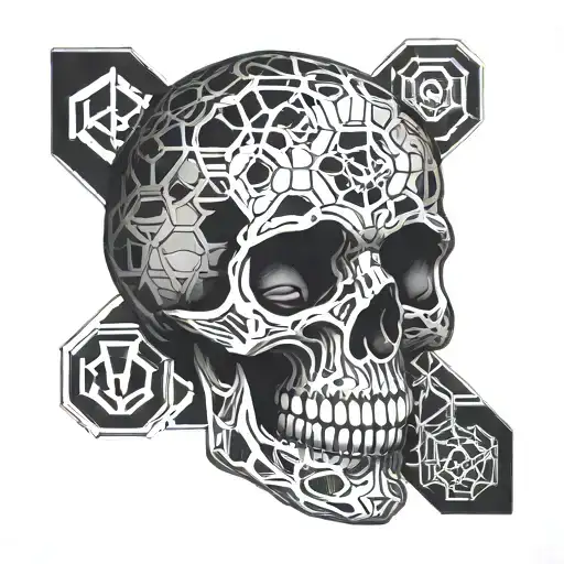Hexagon Pattern Skull Inside Surrounded