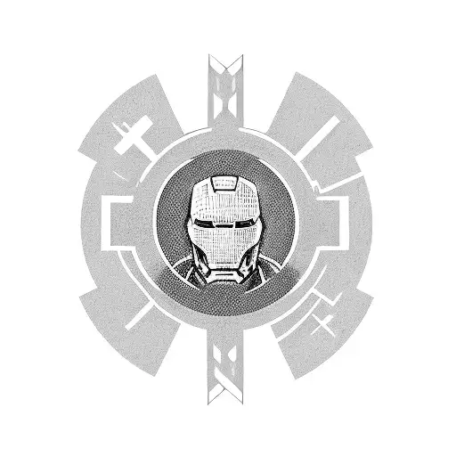 Computer Doodle Of An Ironman Logo Merged With The Skyline Of Chattanooga