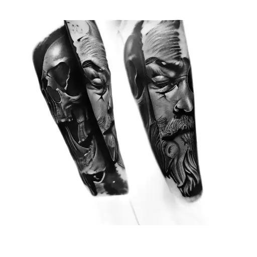 A Man With A Beard And A Skull