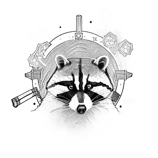 Racoon Samurai With Guns