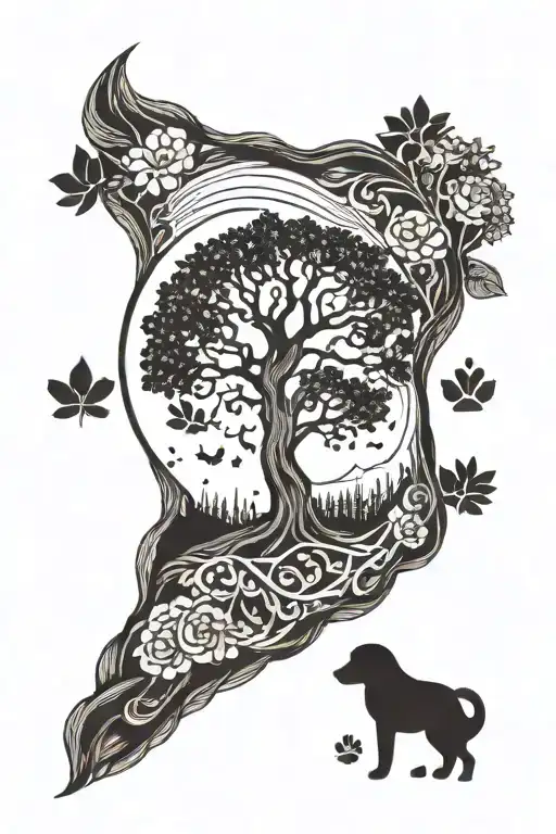 Dog Paw With Tree Of Life