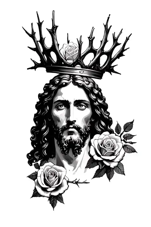 Jesus And Roses Thorn Crown