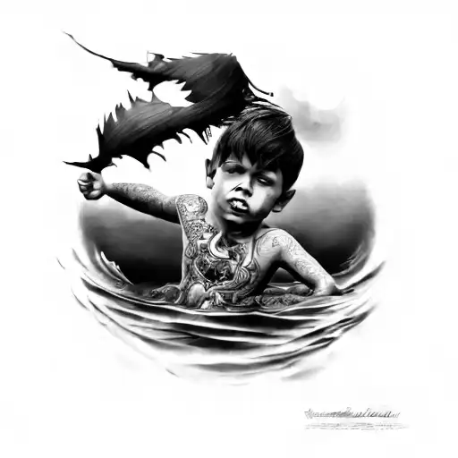 A Boy Playing In The Water