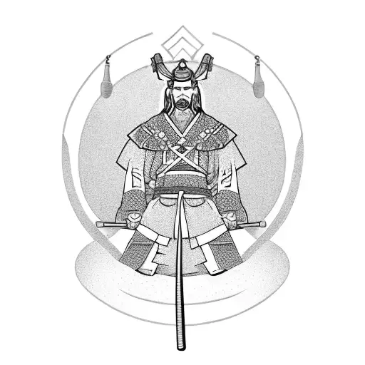 Japanese Samurai With Cherry Blossoms