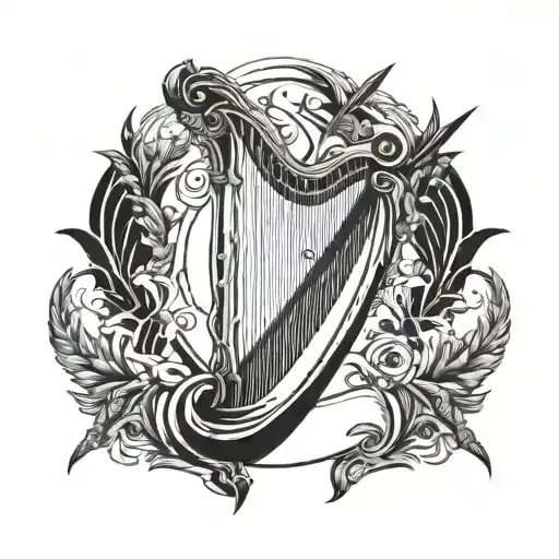 Harp As A Bow With A Arrow Drawn Back