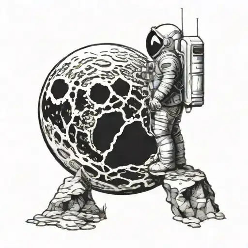 Astronaut Standing On The Moon Looking Back At Earth